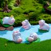 6Pcs Hippo Mini Figures Resins Miniature Ornaments for Landscape Bonsais Plant Pots Party Cake Toppers Car Decoration