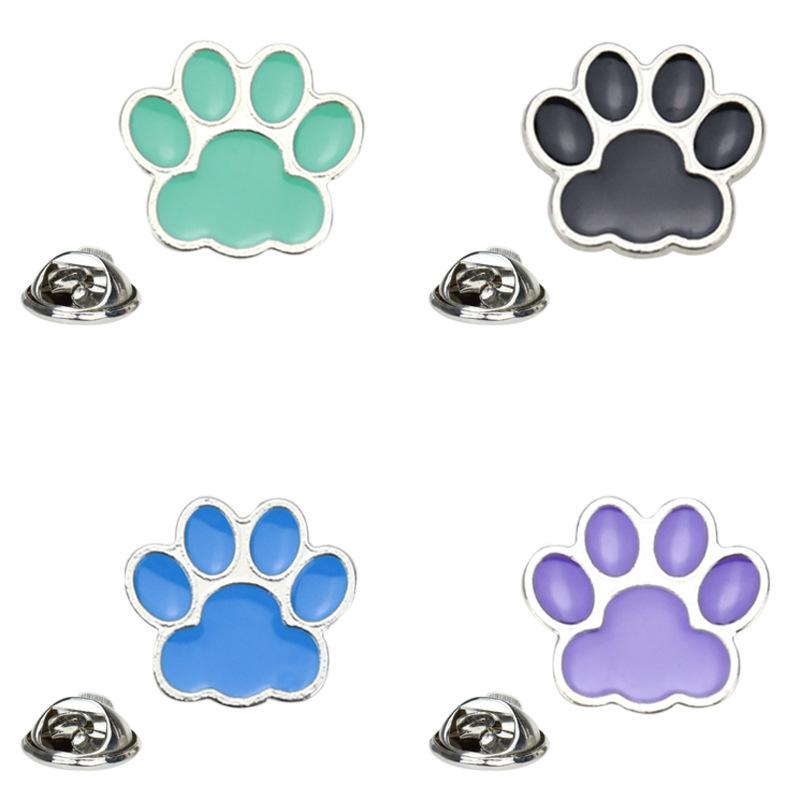 Animal Muticolor Cat Dog Paw Enamel Pin Brooch Cartoons Badge For Bags Jeans Hoodies Denim Lapel Pin Jewelry Kids Best Gift