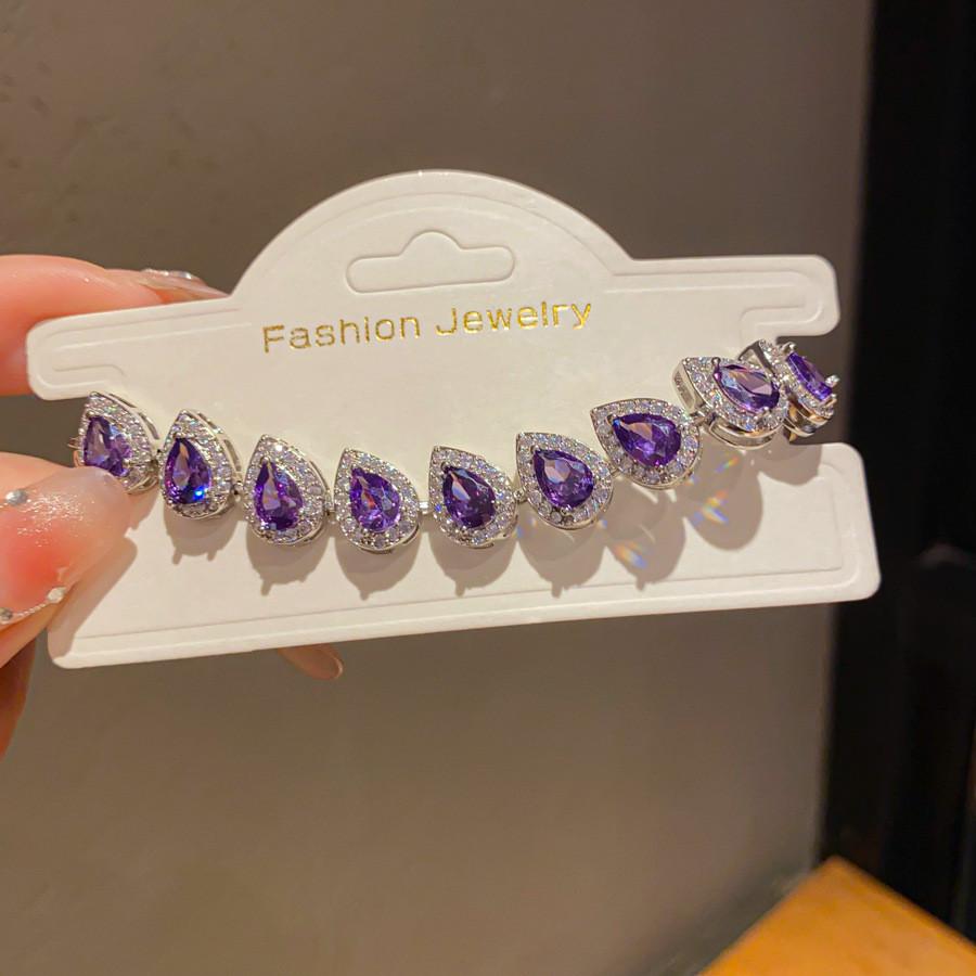Copper Zircon Water Drop Bracelet For Women With Elegant Casual Style