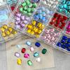 12Grids 120Pcs Colorful Transparent Octagon Nail Art Rhinestones,Sparkle Glass Flat Back Gems,3D DIY Manicure Accessories New