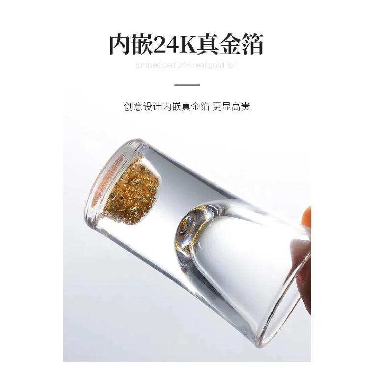 7pcs Gold foil small wine cup Baijiu dispenser small household wine cup glass crystal wine set spirits cup