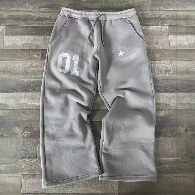Womens Loose Fit Sweatpants Letter Print Elastic Waist Casual Streetwear Trousers