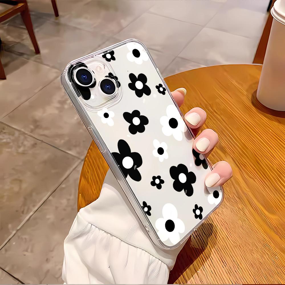 Simple flower mobile phone case Apple 16 transparent case iphone17 protective case 11promax soft case 13 anti-drop 15
