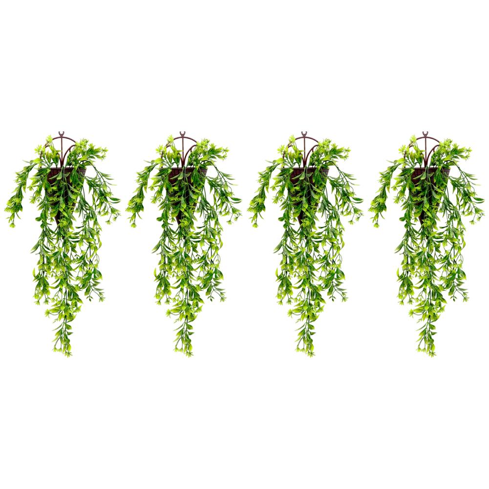 

4PCS Artificial Ivy Leaves Hanging Vines Plastic Fake Plants Outdoor Greenery UV-Resistant Ivy Vines For DIY Garden Party Decor зелений