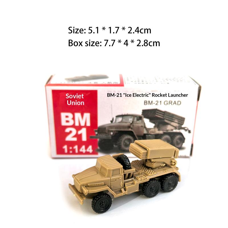 4Pcs/Set 1/144 Soviet Bm21 Hail Rocket Launcher Italy Centaur B1 Tank 4D Steel Ball Military Model Sliding Toy