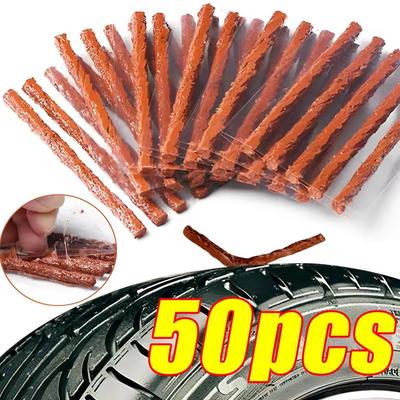 50PCS Car Tyre Repair Strips 6mm Tubeless Tyre Puncture Repairing Stiring Glue Seals Tire Rubber Strips Car Repair Tools