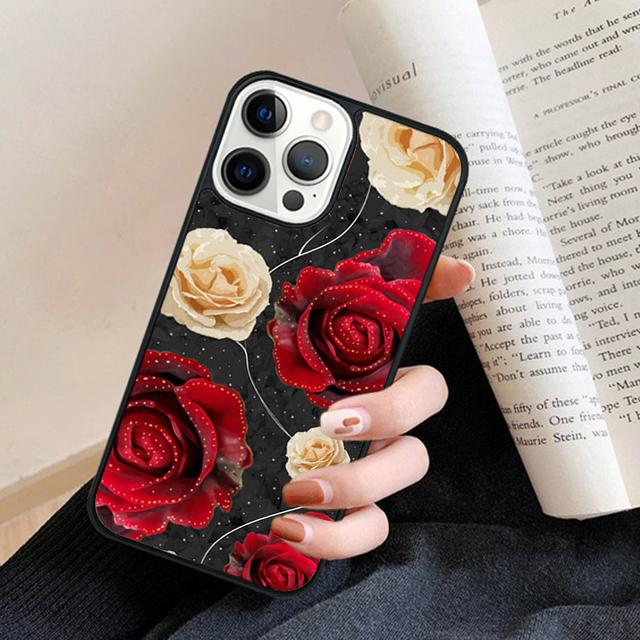 Elegant Vintage Floral Rose Phone Case Back Cover for iPhone 17 Air 16 15 14 13 11 12 Pro Max Plus Fundas Coque