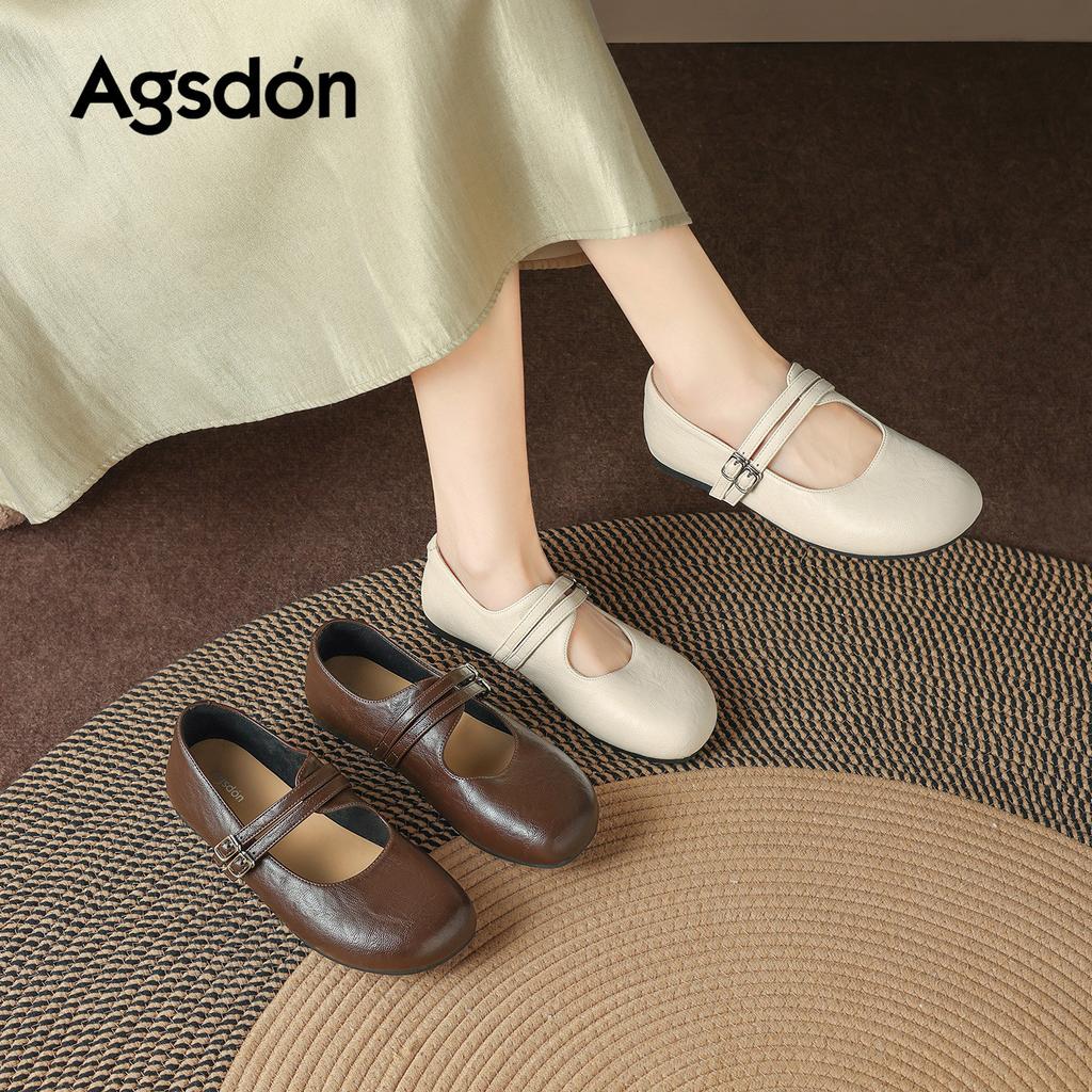 Augustine Mary Jane Shoes New Spring French Flat Bottom Shallow Mouth Single Shoes with Skirt Small Leather Shoes