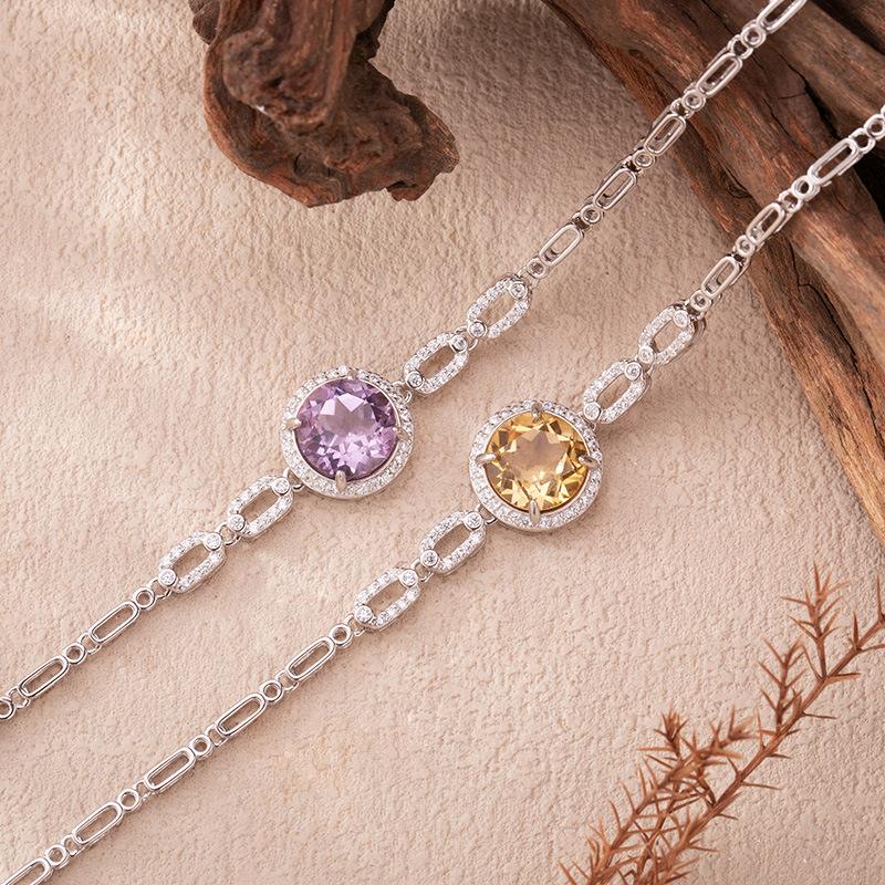 Natural Citrine Amethyst Bracelet Women'S S925 Sterling Silver Color Treasure Jewelry Xiaohongshu