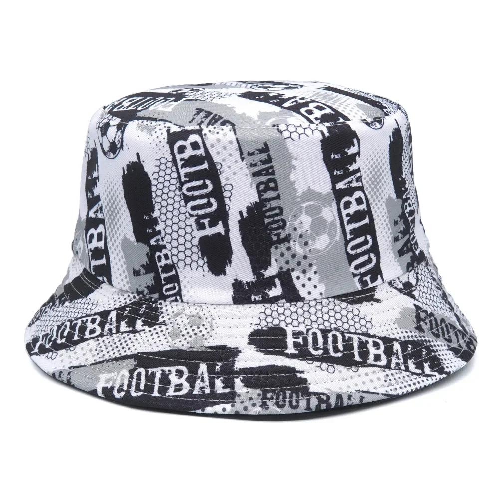 Design Print Letter Bucket Hat Spring Summer New Outdoor Sun Hats Fashion Football Letter Print Fisherman Cap Men