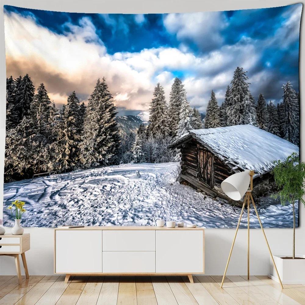 Forest Snow Scene Decorative Tapestry Home Wall Living Room Office Decorative Tapestry