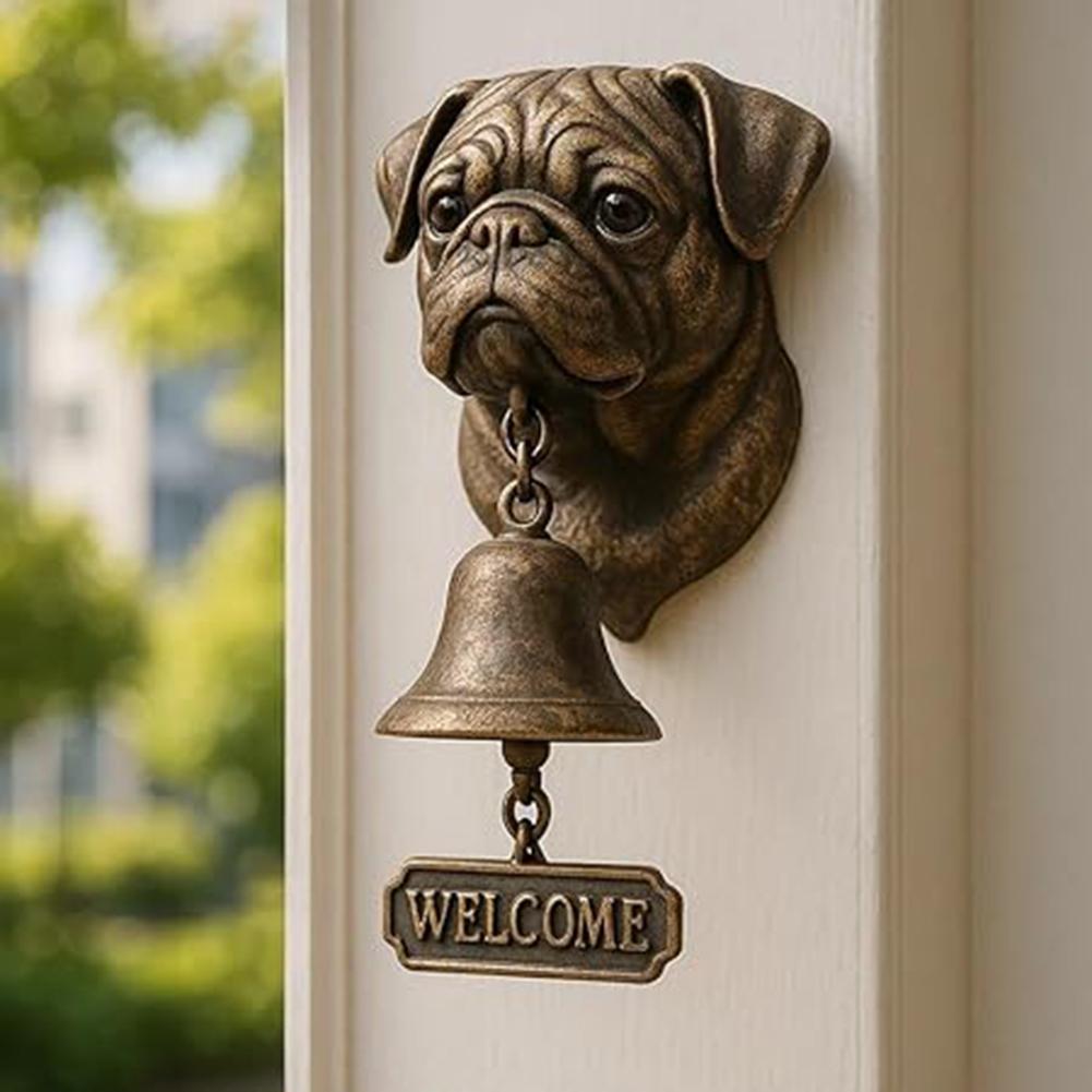 Dinner Bell Outdoor Dog Head Shape Welcome Doorbell Vintage Farmhouse Doorbell for Front Door Garden Sheds Cottage Retreats