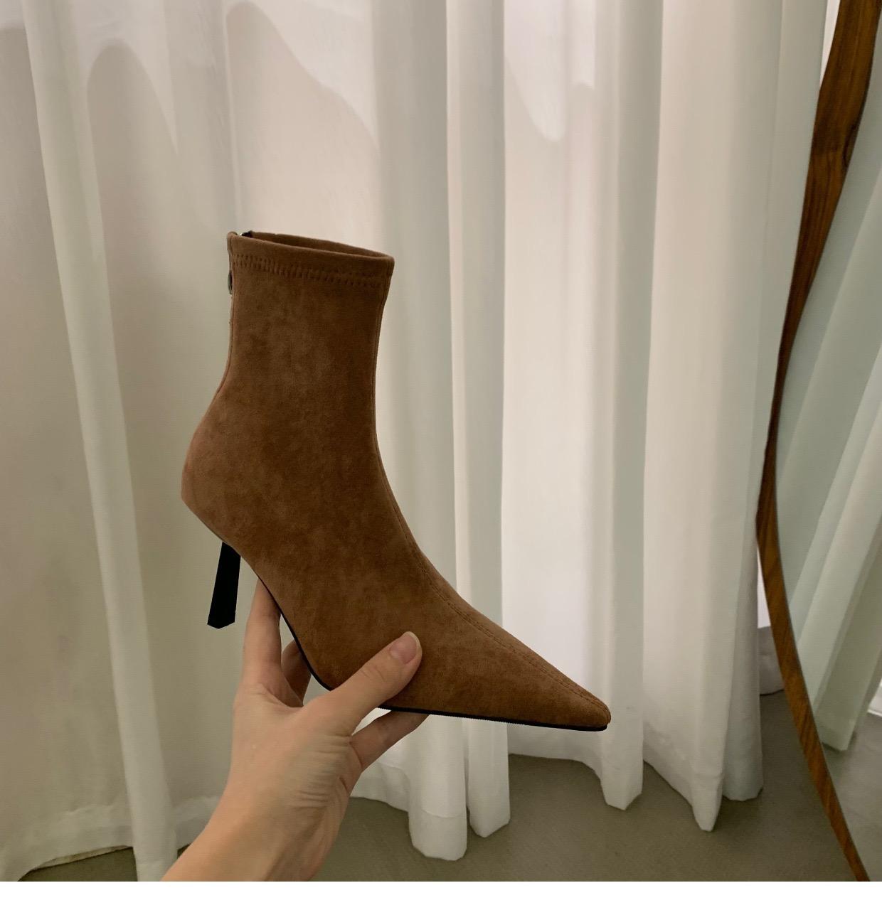 

Женские эластичные узкие сапоги-носки на высоком каблуке, модные, элегантные, современные, короткие, осенние, женские, танцевальные, вечерние туфли 39