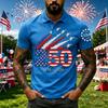 Men’s Short Sleeve Polo Shirt with Independence Day 250th Anniversary Printed Design Casual Fit Button Down Collar