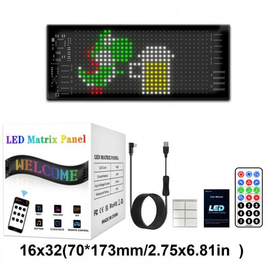 Smart Rgb Full Color Flexible Led Screen Bluetooth App Control Car Rear Window Advertising Rolling Display 16X32