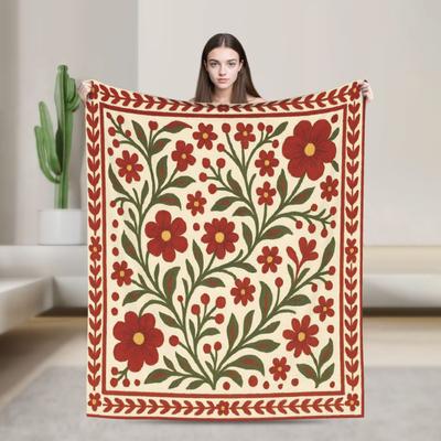 Warm Soft Flannel Blankets Throws Border Painting Art Flower Design Bedding for Boys Girls Sofa Couch Chair Bed Cover