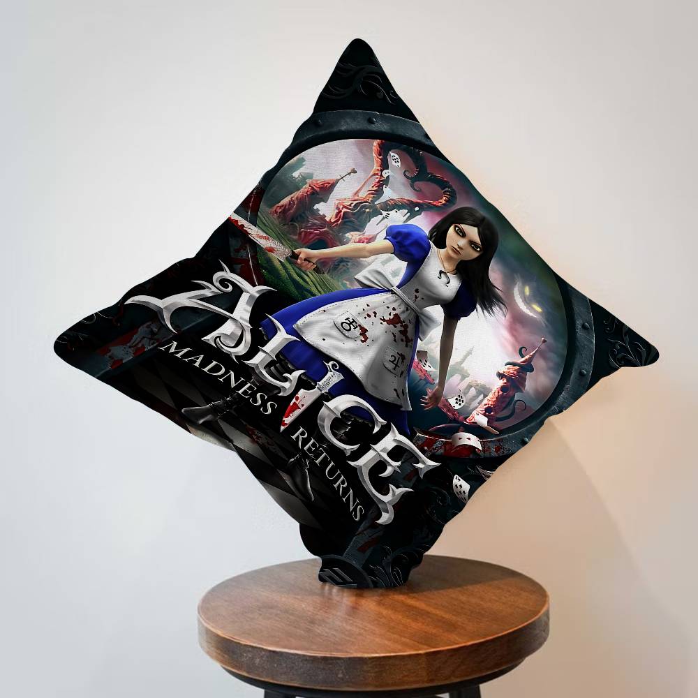 A-Alice M-Madness R-Returns Classic Cushion Cover Car Throw Pillow Case For Sofa Car Christmas Gift 40X40Cm 45X45Cm