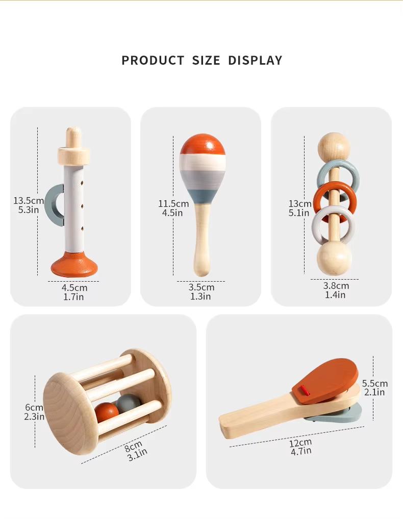 Baby Educational Kids Musical Instruments Wooden Toys Montessori Percussion Instruments Drut Set with Xylophone Preschool Gifts