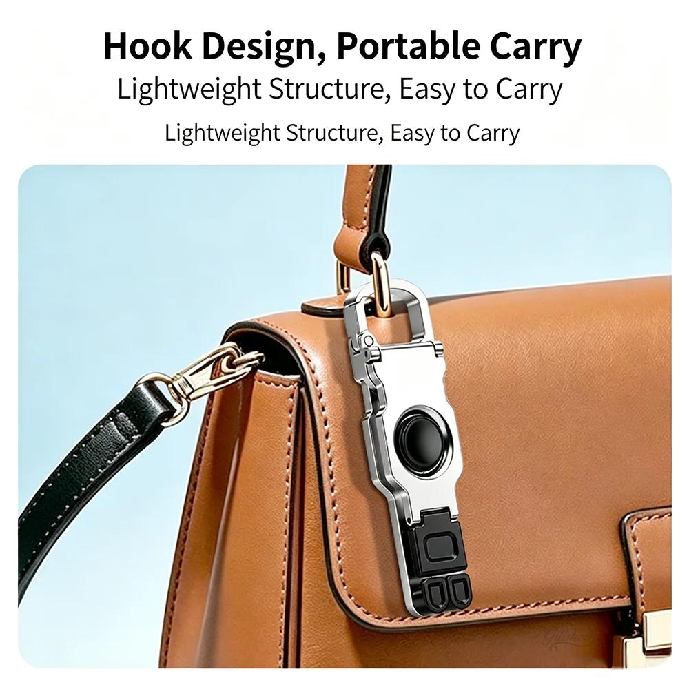 KEBIDU ABS Metal Fidget Spinner Desk Phone Holder Creative Foldable Stand Anti-Stress Adjustable Mobile Mount with Portable Keychain Hook