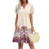 Women's Dress Casual V Neck Wedding Guest Dress Short Sleeve Fashion Beach Vacation Clothing