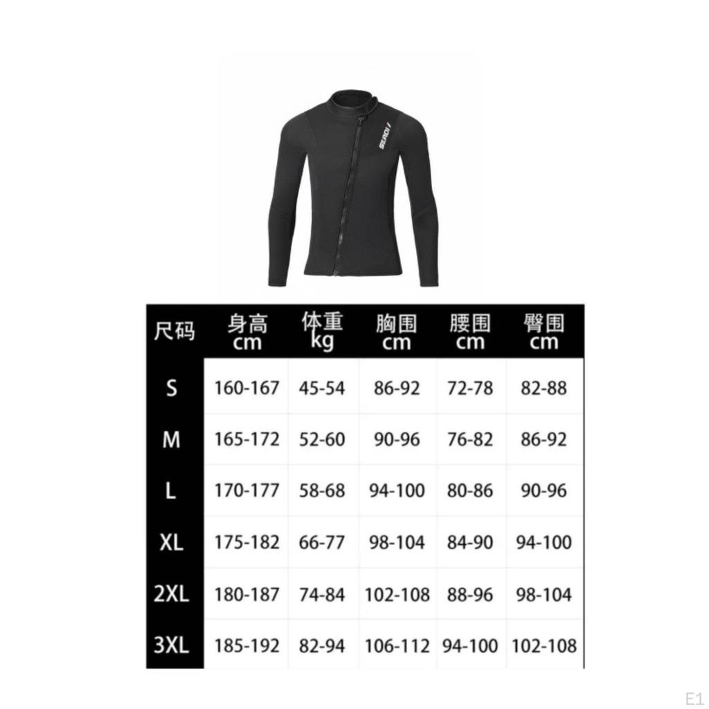 Front Zip Wetsuit Shirts Vest 5 Mm Thick Long Sleeved Neoprene Jacket Quick Drying
