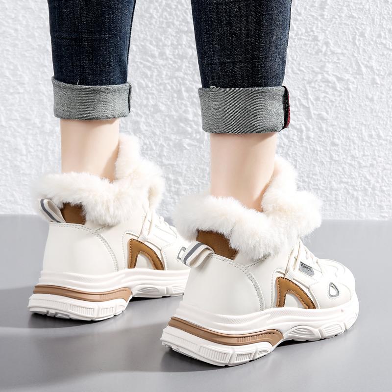 36-43 Winter Dames Grote Mode Pluche Casual Katoenen Schoenen Sneeuwlaarzen Warm Sportieve Papa Schoenen Dames Korte Laarzen