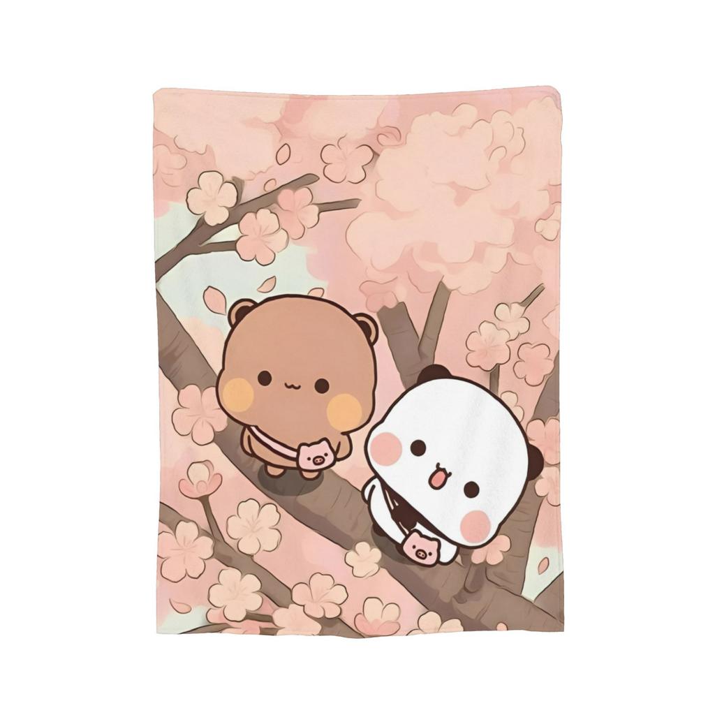 Bubu and Dudu Kawaill Couple Bears Blanket Fleece Cozy Super Soft Throw Blanket for Sofa Bedding Throws