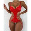Sexy Lingerie Women Sleepwear Open Croth Bodysuit EroticTransparent Lace Lingerie Deep V Open Bra Lenceria Sex Underwear Set
