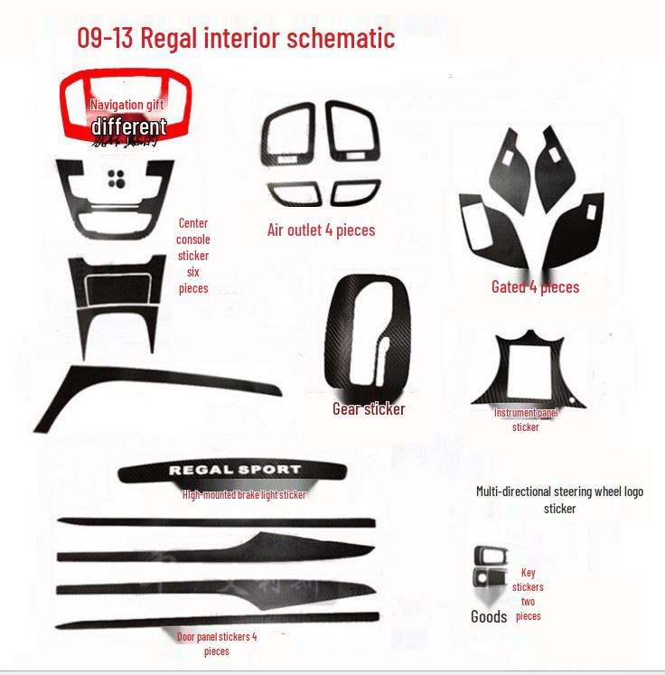 Buick Regal (09-13) Dekoraufkleber für Schalthebel der Mittelkonsole