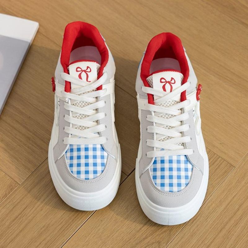College style cute plaid white shoes dopamine color fashion women's shoes INS tide board shoes