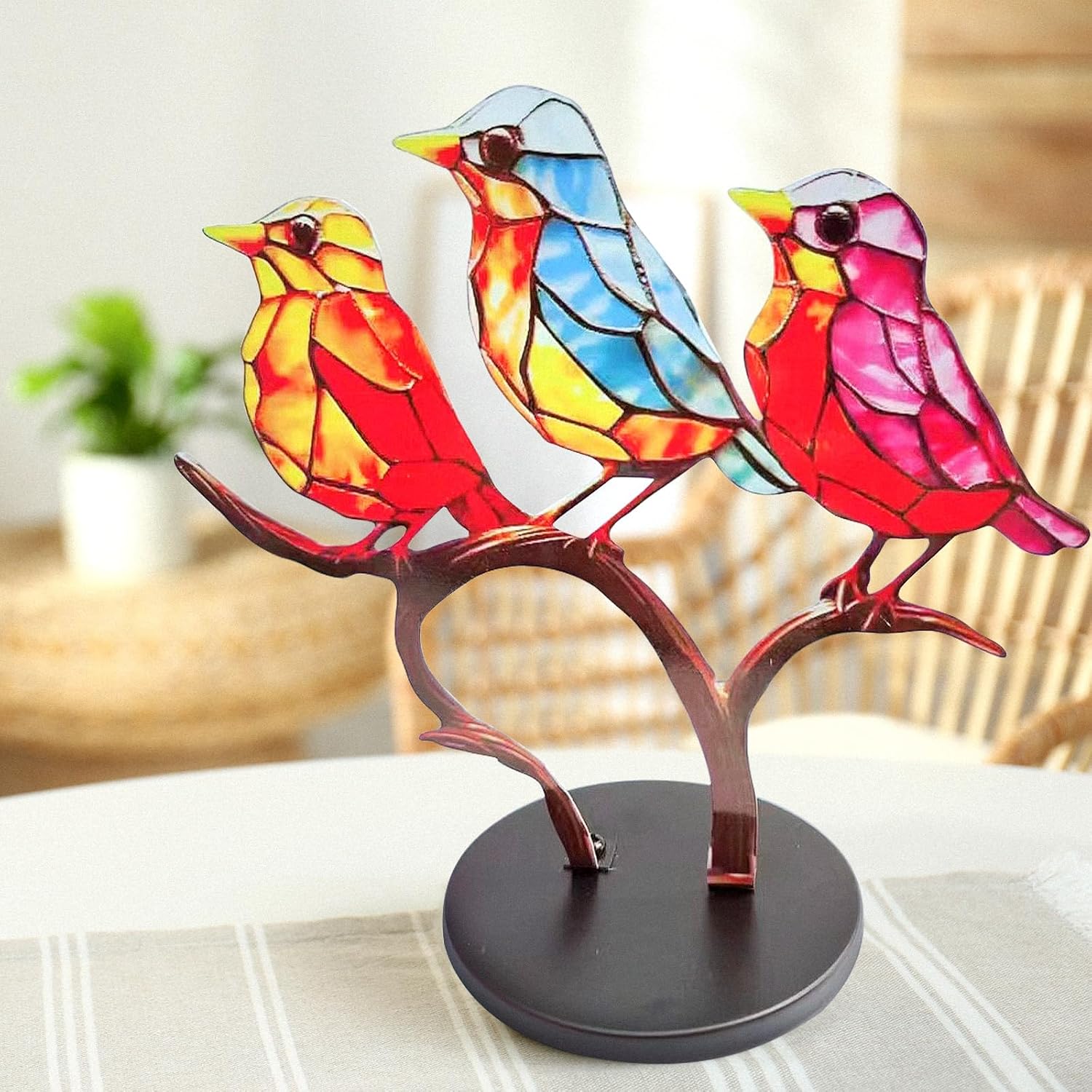 

Colorful Bird Metal Desktop Ornament Home Office Flat Decorative Ornament,Same Direction 3-Bird Type A