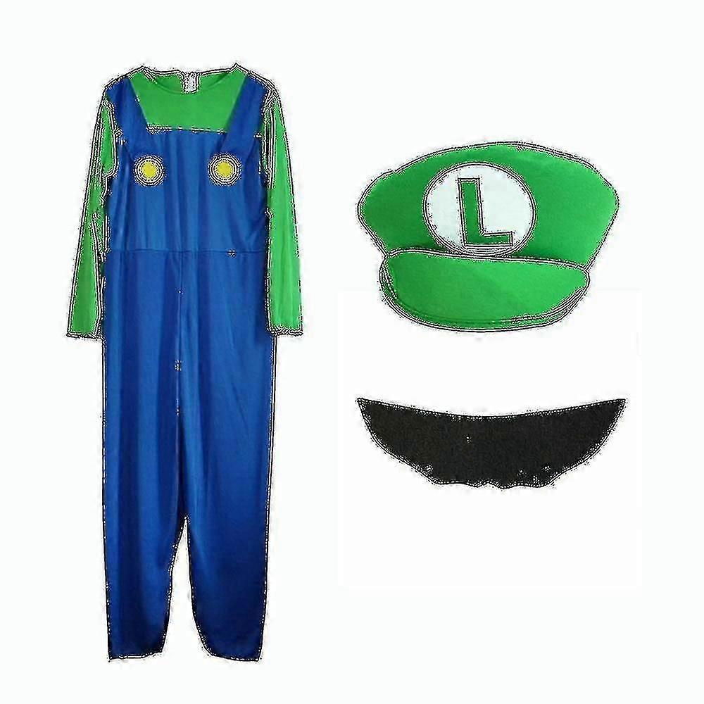 Kids Boys Girls Super Mario Luigi Plumber Bros Fancy Dress Party Outfits Costume Y