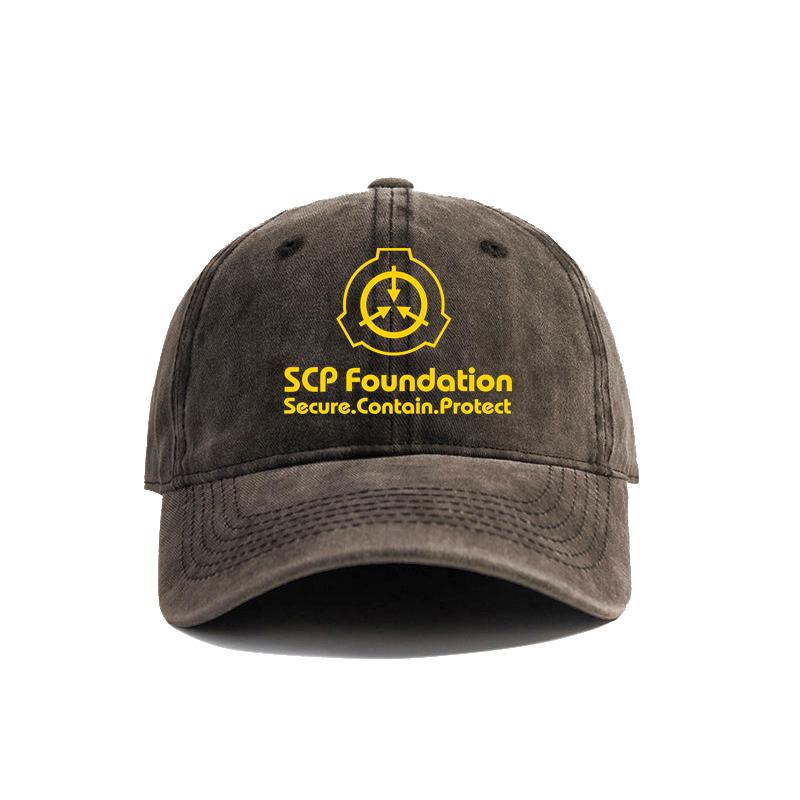 

SCP Foundation Secure Contain Protect Baseball Cap Distressed Hats Cap Unisex Retro Outdoor Summer Adjustable SCP Hat MZ-153