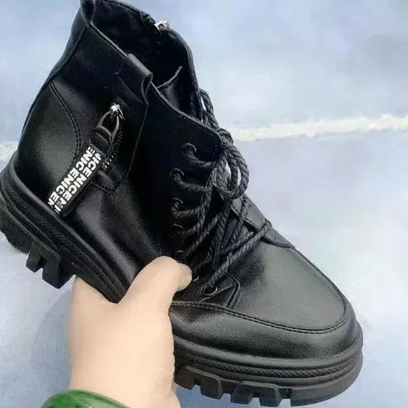 Fashion Fashion Casual Shoes Women New 2025 Winter Warm Plus Velvet All-Match Black Ankle Boots Thick-Soled Cotton Sneakers Zapatillas