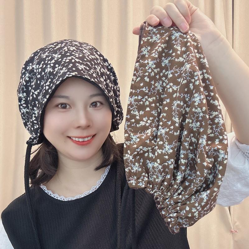 Floral Print Doublesided Fabric Hat With Wrap Strap For Autumn Winter Comfort