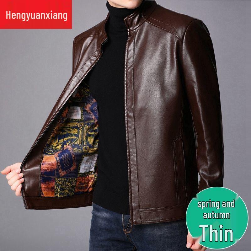Men's Thickened Sheepskin Leather Jacket for Autumn and Winter - Perfect for Middle-aged and Elderly