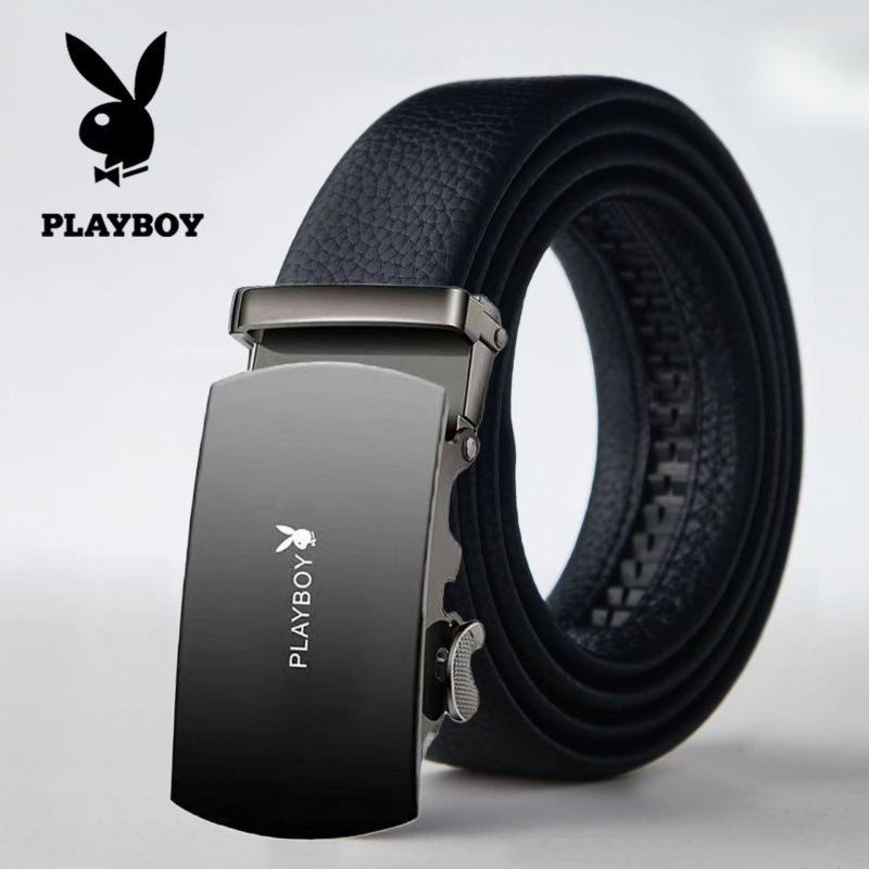 Playboy Men's Genuine Leather Automatic Buckle Belt - Business & Casual Fashion
