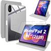 Case + Tempered Glass for Xiaomi Redmi Pad 2 11 Inch 2025, 360 Rotation Protection - Gray