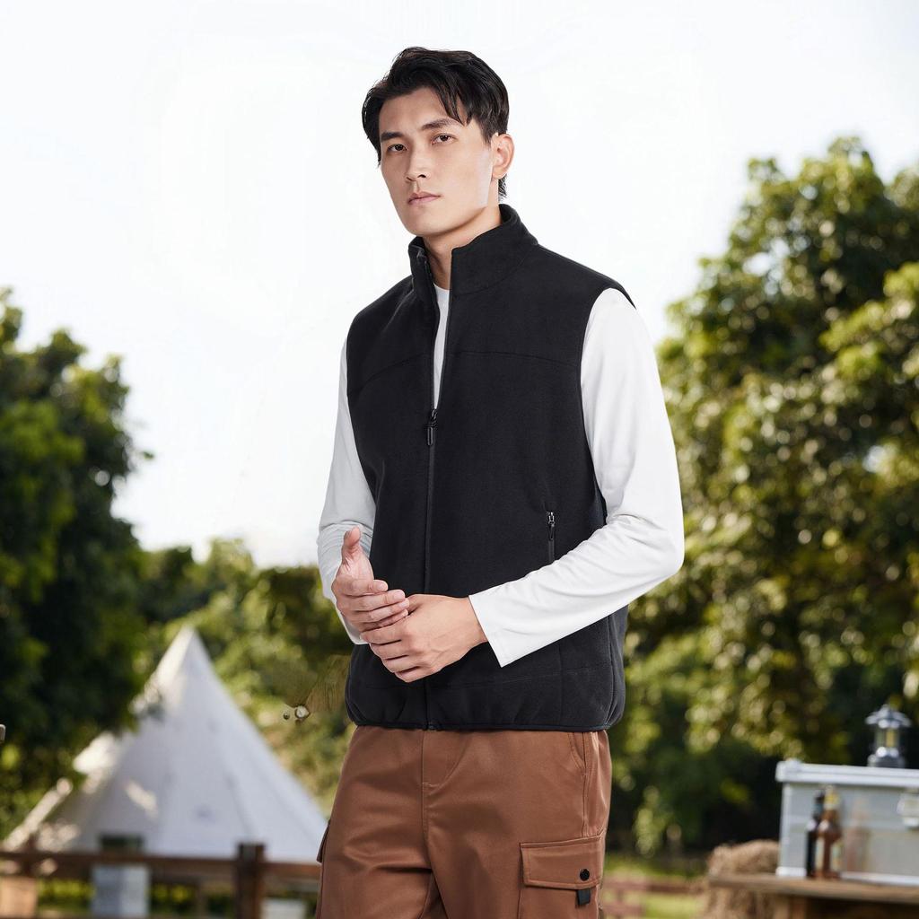 2025 Men's Stand-Up Collar Fleece-Lined Zipper Vest - Warm, Fashionable & Versatile for Autumn/Winter