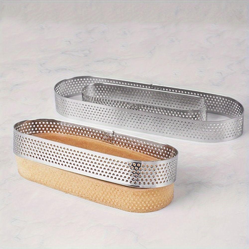 3Pcs Venting Hole Design Porous Cake Mousse Mold Silver Oval Tartlet Molds  Fruit Pie