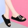 One-word Drag Women's Summer New Versatile Rhinestone Cross Platform Slippers Wear Lazy Beach Cool Slippers