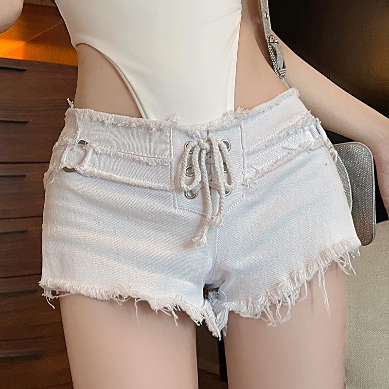 Summer 2024: European American Fashion Low-Waist Ripped Women's Denim Shorts