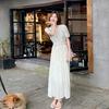 Beautiful Simple and Generous V-neck White Dress for Women's Summer Waist Temperament, Thin White Moonlight First Love Long Dress