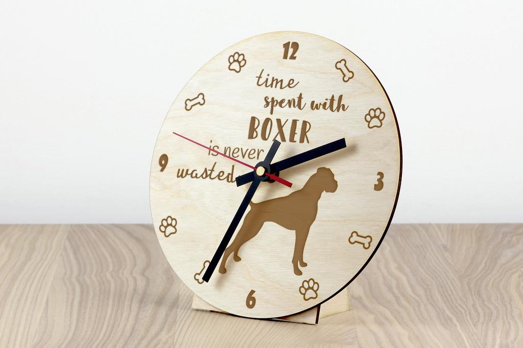 Boxer, German Boxer II - clock with dog, wooden clock with engraving, personalised clock by Art-Dog