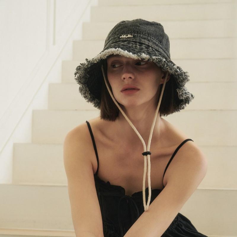 Allincomplete Denim Bleaching Safari Hat Black