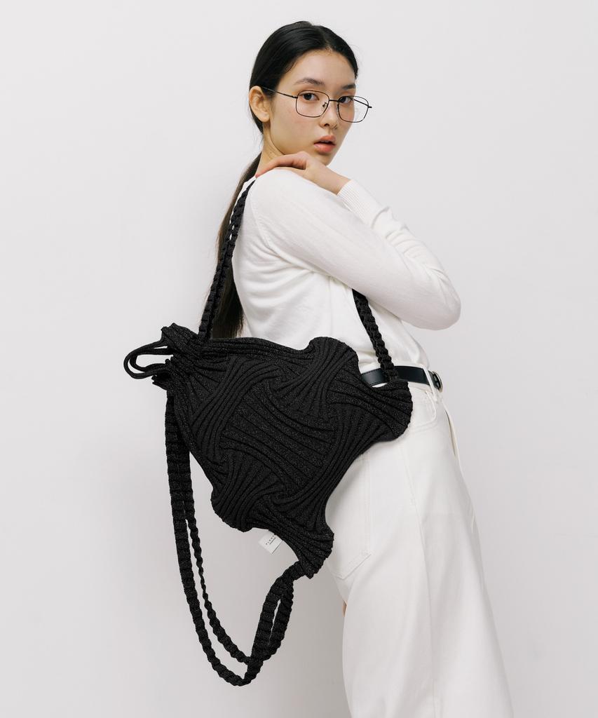 Pleatsmama New Bow Backpack Glitter Black