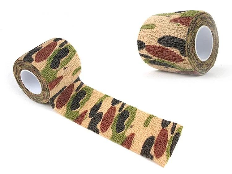 Self-Adhesive Protective Tape Wrap Tactical Camo Multi-Functional Non-Woven Fabric Stealth Tape Stretch Bandage Outdoor Hunting