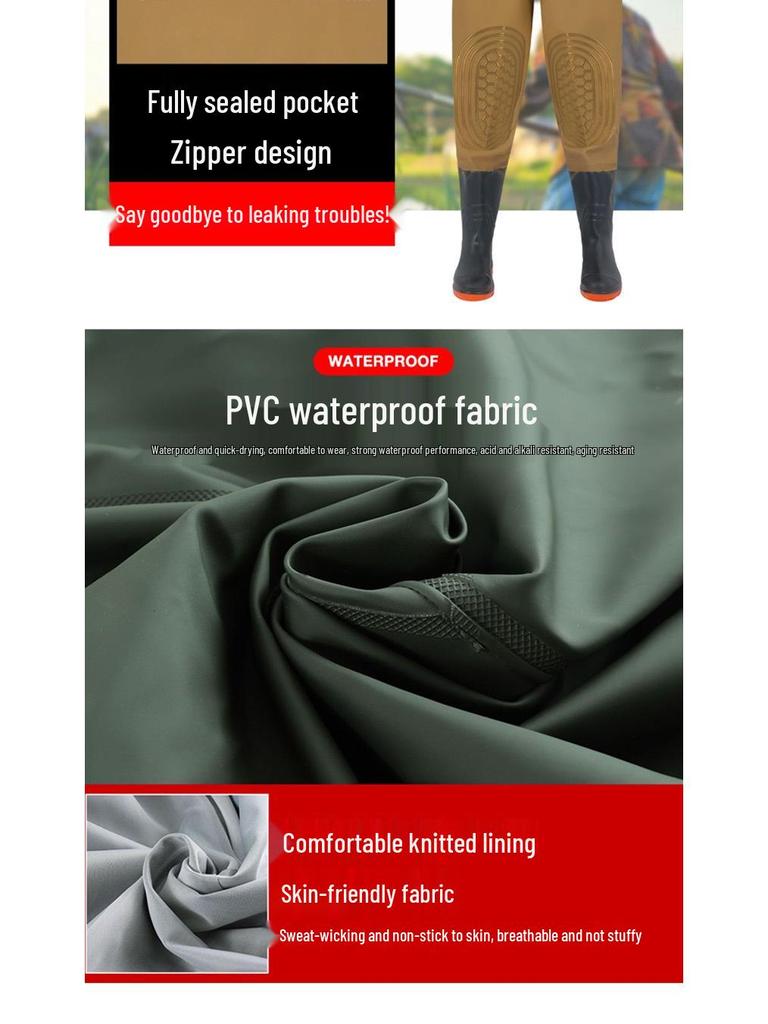 Camouflage Waterproof Wading Pants with Integrated Boots for Fishing