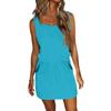 Women's Summer Round Neck Sleeveless Drawstring With Pockets Color Casual Dresses