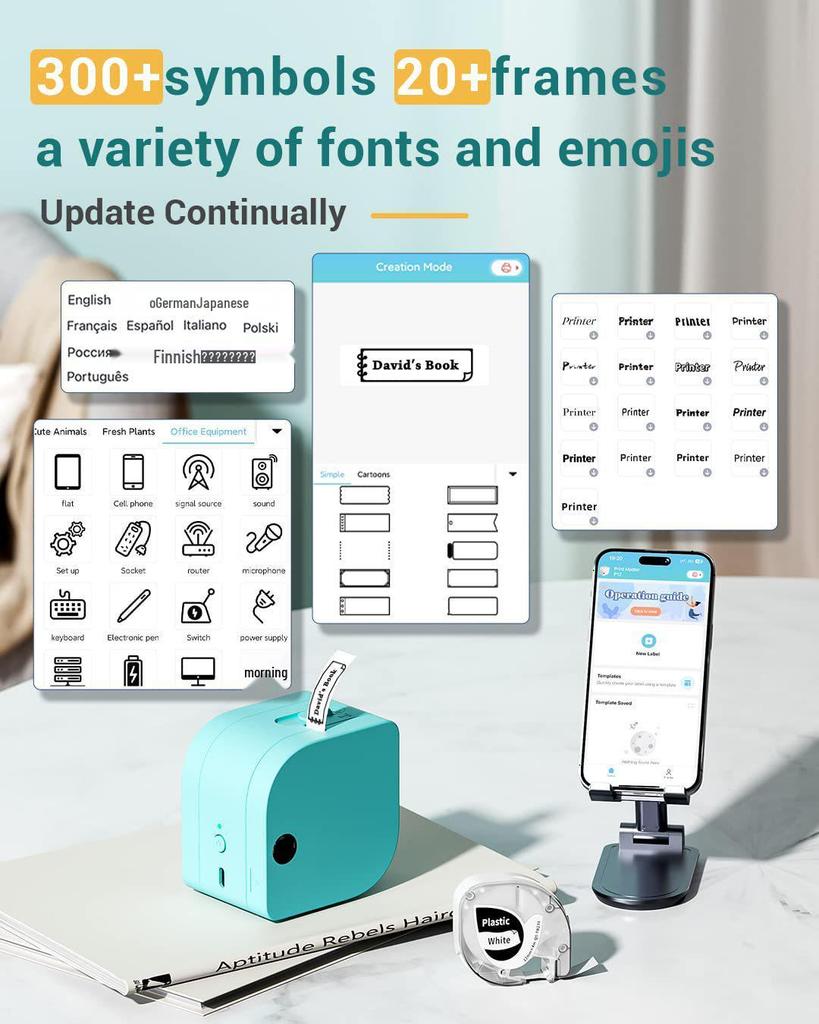 Phomemo P12 PRO Bluetooth Mini Thermal Label Printer with Inkless Lithium Battery